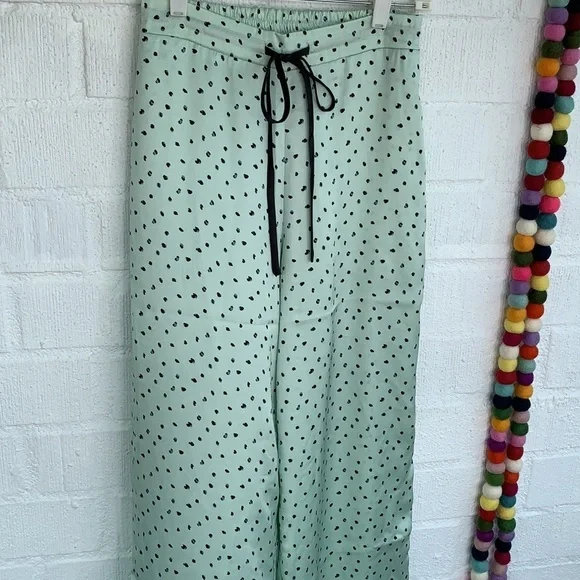 Lucy Paris Andrew Satin Drawstring Mint Pants sz S